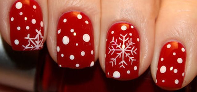 uñas navidad puntos copos nieve