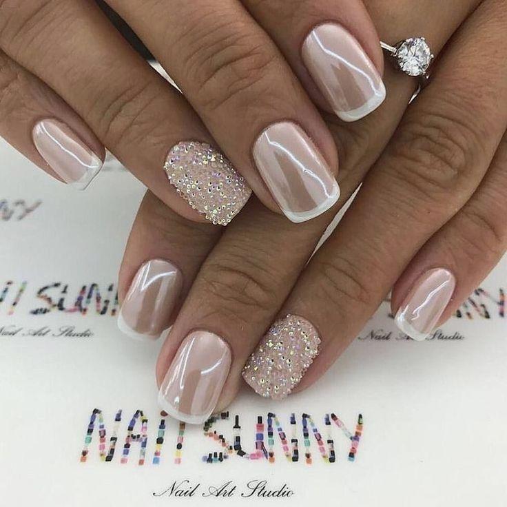 uñas bodas frances diamantes brillantes decoracion