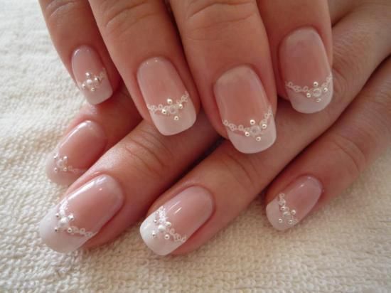 uñas bodas mini perlas frances diseno