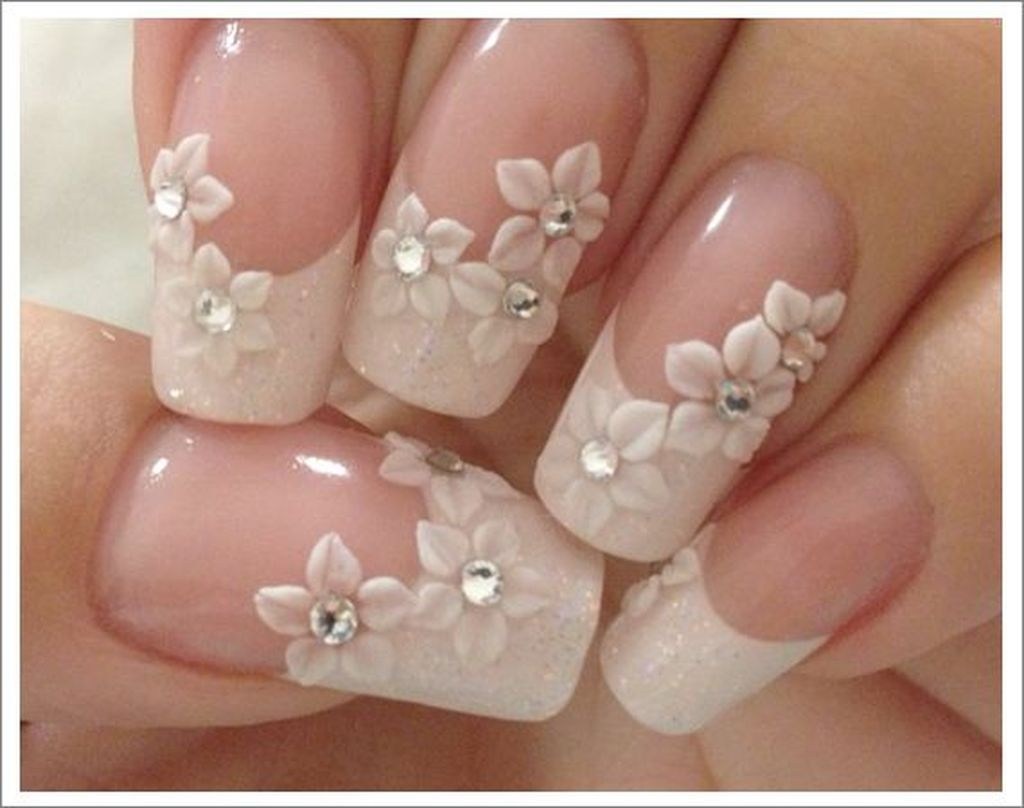 uñas decoracion bodas flores 3d diamantes brillantes